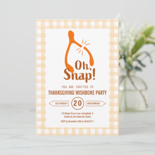 Funny Oh Snap Turkey Wishbone Thanksgiving  Kaart (Staand voorkant)