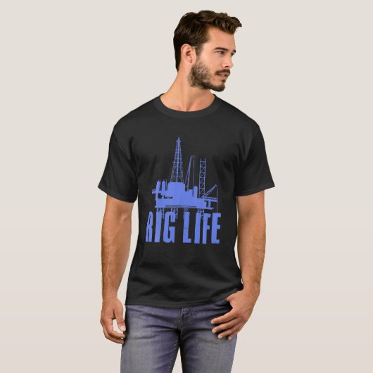 Funny Oil Rig Art Mannen Pap Oil Field Rougheck Ri T-shirt (Voorkant volledig)
