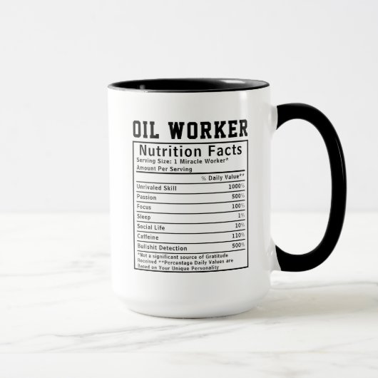 Funny Oil Worker Nutrition Facts Rig Worker Gift Mok (Rechts)