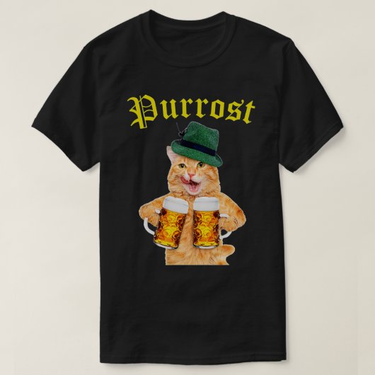 Funny Oktoberfest Cat - Kat Drink Beer Purros T-shirt (Design voorkant)