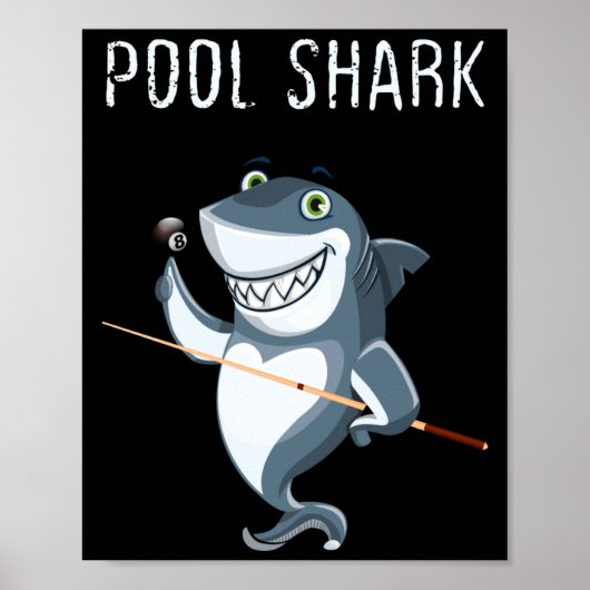 Funny Ol Shark Ol Players Billiard  Poster (Voorkant)