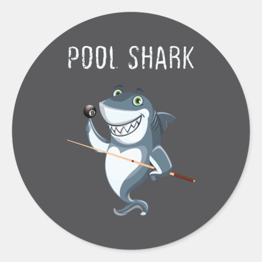 Funny Ol Shark Ol Players Billiard  Ronde Sticker (Voorkant)