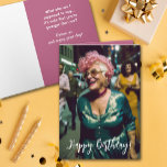 Funny Old Age Birthday Kaart<br><div class="desc">Verjaardags wenskaart met een oudere vrouw dansen in de straat op de voorkant en uw aangepaste groet - of gebruik de onze - aan de binnenkant. Bestel GEDRUKT of INSTANT DOWNLOAD! Meer design in ons collectie.</div>