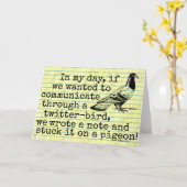 Funny Old Age Twitter Bird Pigeon Kaart (Gele Bloem)