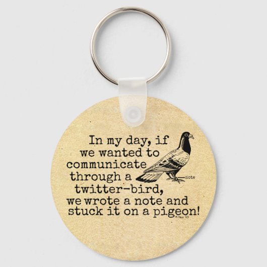 Funny Old Age Twitter Bird Pigeon Sleutelhanger (Voorkant)