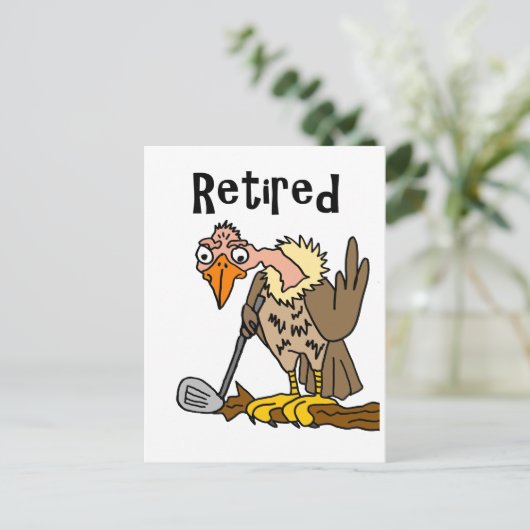 Funny Old Buzzard die Golf in ruste speelt Cartoon Briefkaart (Staand voorkant)