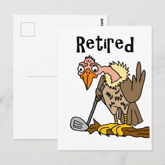 Funny Old Buzzard die Golf in ruste speelt Cartoon Briefkaart (Voorkant / Achterkant)