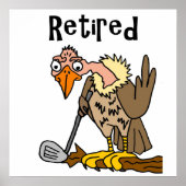 Funny Old Buzzard die Golf in ruste speelt Cartoon Poster (Voorkant)