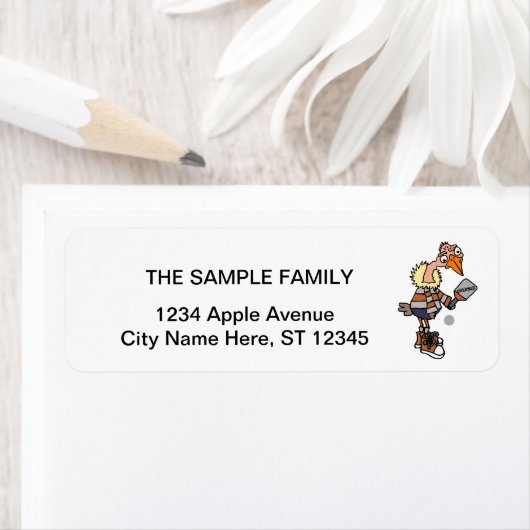 Funny Old Buzzard Pickleball Player Cartoon Etiket (Insitu)