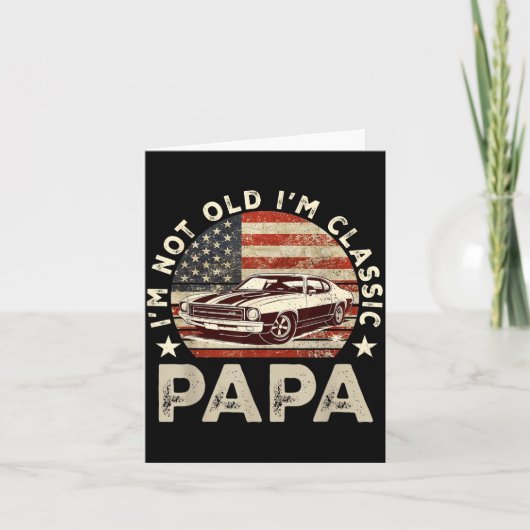 Funny Old Car Clic American Us Flag Mens Dad Papa  Kaart (Voorkant)