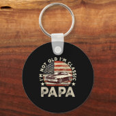 Funny Old Car Clic American Us Flag Mens Dad Papa Sleutelhanger (Voorkant)