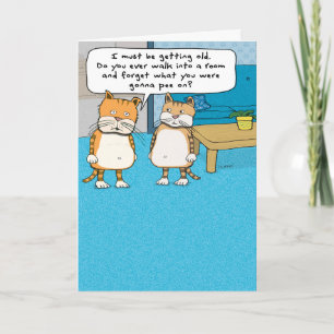 Funny Old Cat Birthday Card Kaart