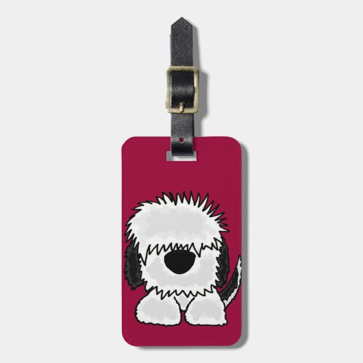 Funny Old English Sheepdog Cartoon Bagagelabel (Voorkant verticaal)