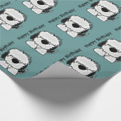 Funny Old English Sheepdog Cartoon Cadeaupapier (Hoek)