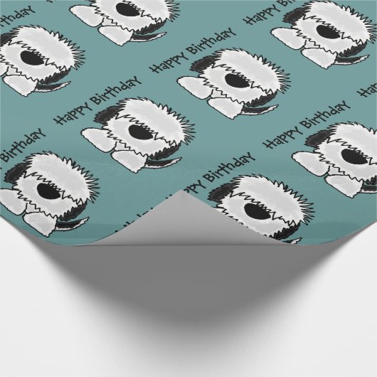 Funny Old English Sheepdog Cartoon Cadeaupapier (Hoek)