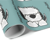 Funny Old English Sheepdog Cartoon Cadeaupapier (Rol Hoek)