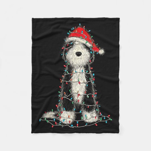 Funny Old English Sheepdog Christmas Graphics Dog  Fleece Deken (Voorkant)