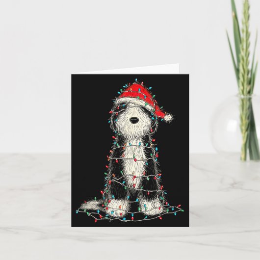 Funny Old English Sheepdog Christmas Graphics Dog  Kaart (Voorkant)