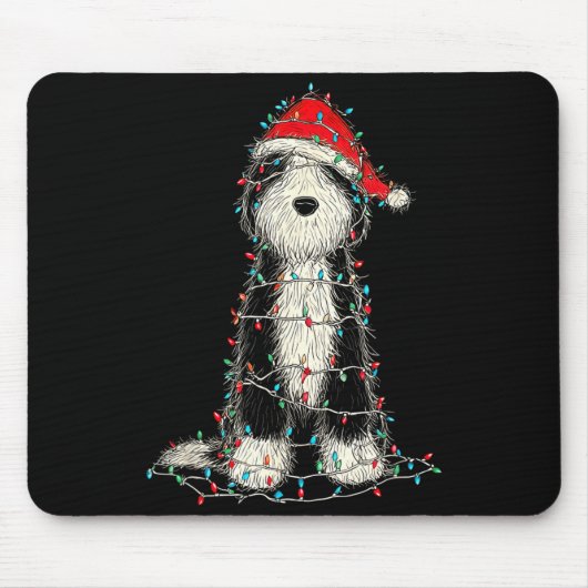 Funny Old English Sheepdog Christmas Graphics Dog Muismat (Voorkant)