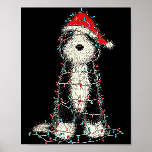 Funny Old English Sheepdog Christmas Graphics Dog  Poster (Voorkant)