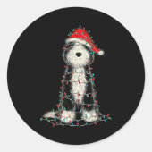 Funny Old English Sheepdog Christmas Graphics Dog  Ronde Sticker (Voorkant)