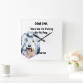 Funny Old English Sheepdog Dad Waterverf Canine Vierkante Klok (Huis)