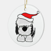 Funny Old English Sheepdog in Santa Hat Keramisch Ornament (Links)