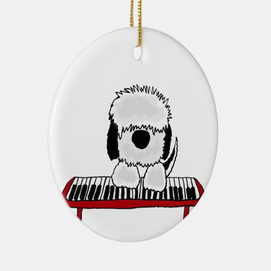 Funny Old English Sheepdog-speltoetsenbord Keramisch Ornament (Rechts)