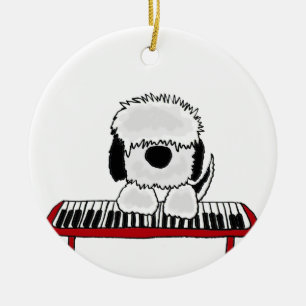 Funny Old English Sheepdog-speltoetsenbord Keramisch Ornament