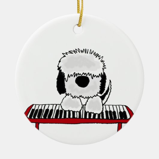 Funny Old English Sheepdog-speltoetsenbord Keramisch Ornament (Voorkant)