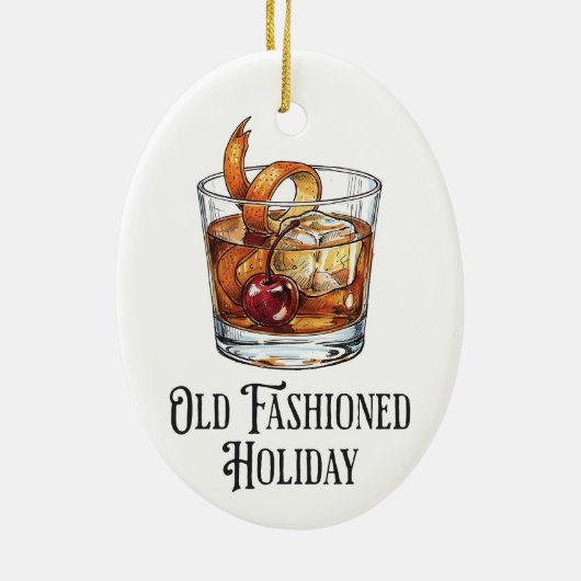 Funny Old Fashion Holiday Cocktail Christmas  Keramisch Ornament (Achterkant)