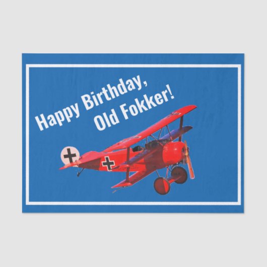 Funny "Old Fokker" Triplane Birthday Tissuepapier (Voorkant)