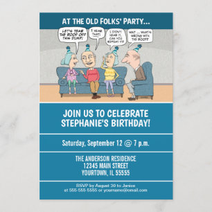 Funny Old Folks Birthday Party Kaart