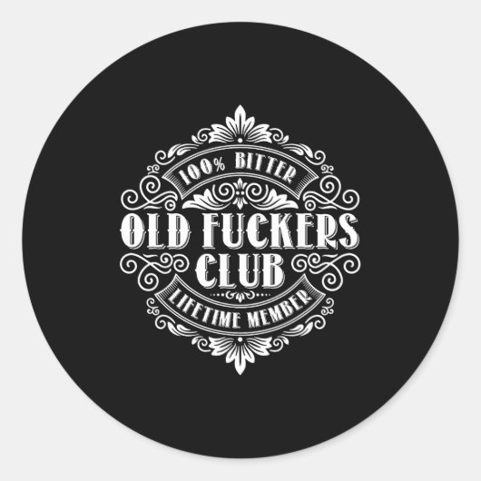 Funny Old Forers Club 100% Bitter Lifetime Member Ronde Sticker (Voorkant)