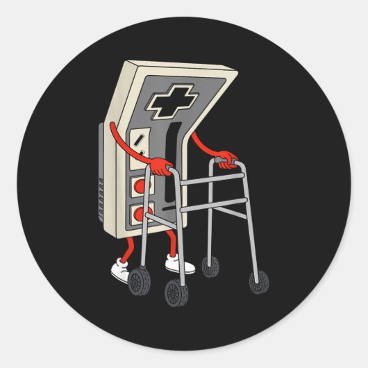 Funny Old Gamer Gaming Retro 80s 90s Video Game Ol Ronde Sticker (Voorkant)