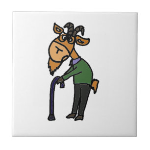 Funny Old Goat Original Art Cartoon Tegeltje