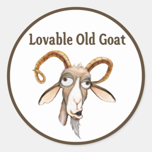 Funny Old Goat Ronde Sticker (Voorkant)