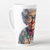 Funny Old Lady Cat Birthday Latte Mok (Linkerhoek)