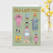 FUNNY Old Lady Paper Doll Kaart (Gele Bloem)
