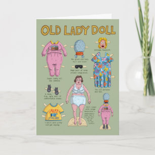 FUNNY Old Lady Paper Doll. Kaart
