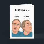 Funny Old Man Birthday Kaart<br><div class="desc">Een kaart? Of taart? Deze verjaardagskeuze is nog nooit zo zoet geweest - waarom niet allebei? Deze oude mannen verjaardagskaart zorgt voor het plezier en een stukje humor! De kaart heeft een humoristisch contrast: linksonder ziet een oud man er bezorgd en verrast uit onder het woord 'Kaart', terwijl rechtsonder hetzelfde...</div>