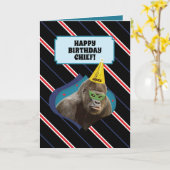 Funny Old Man Birthday Kaart met Gorilla (Gele Bloem)