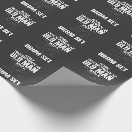 Funny Old Man Drum set Drummer Mannen Drumming Cadeaupapier (Hoek)