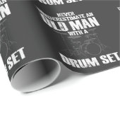 Funny Old Man Drum set Drummer Mannen Drumming Cadeaupapier (Rol Hoek)