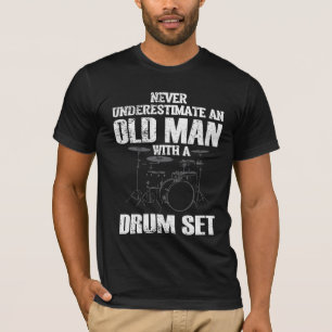 Funny Old Man Drum set Drummer Mannen Drumming T-shirt