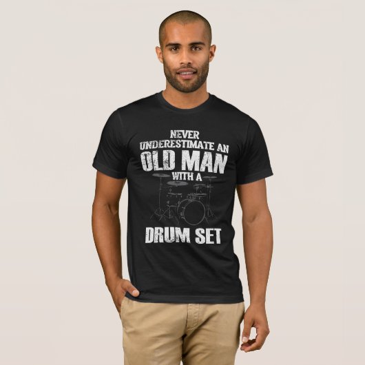 Funny Old Man Drum set Drummer Mannen Drumming T-shirt (Voorkant volledig)