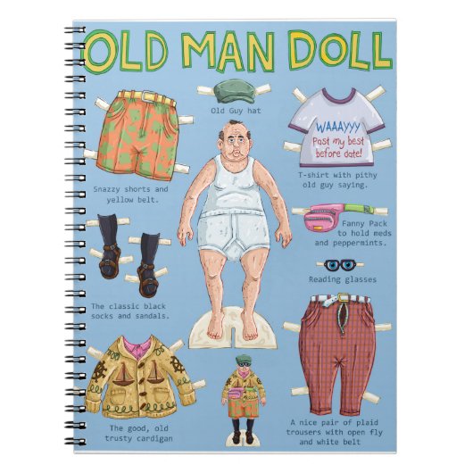 FUNNY Old MAN Paper Doll. Notitieboek (Voorkant)