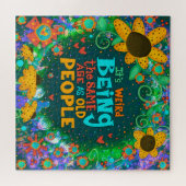 Funny Old People Verjaardagsbloemen Schattigee ins Legpuzzel (Horizontaal)