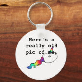 Funny Old Pic of Me Rainbow Unicorn Sperm Gift Sleutelhanger (Voorkant)