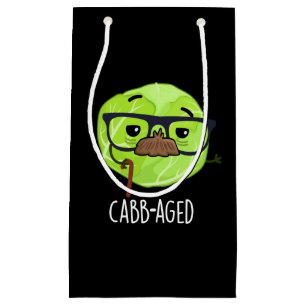Funny Old Veggie Cabbage Pun Dark BG Klein Cadeauzakje